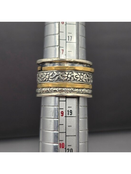 Silpada Sterling Silver Brass Spinner Ring Size 8 Wide Band Meditation Fidget - Picture 9 of 12